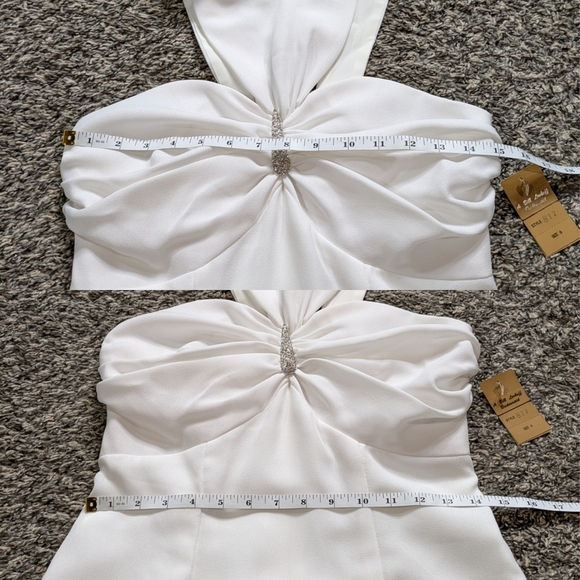NWT Vintage Bill Levkoff White Halter Knee Length Dress 6 - Picture 12 of 13